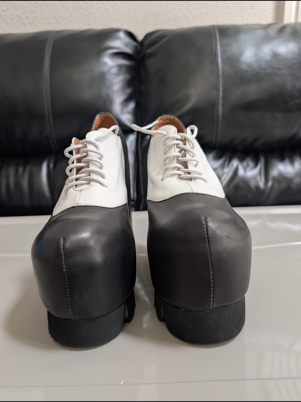 Jeffrey Campbell Handmade Ibiza Last Black & White Leather Platform Oxfords Sz 8 - Picture 3 of 12